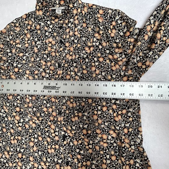 Nili Lotan for Target Liberty Floral Ruffle Long Sleeve Button Up Shirt XS Black - Picture 6 of 7